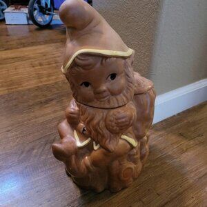 Vintage Twin Winton Gnome Elf Brown Large Cookie Jar mid century modern …